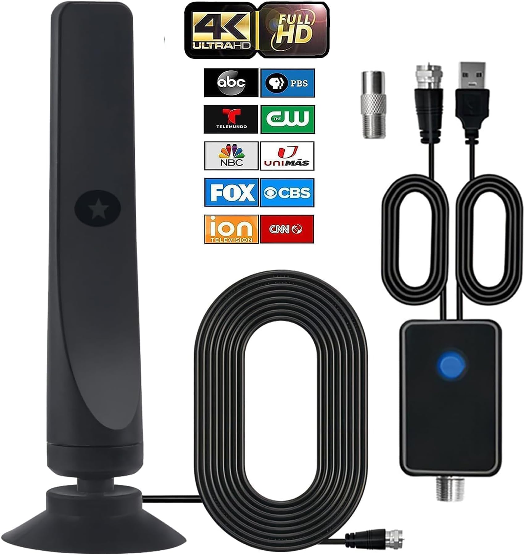 室内テレビアンテナ　OHM AN-0002 室内アンテナ HDTVアンテナ 100KM受信範囲 信号ブースター付き